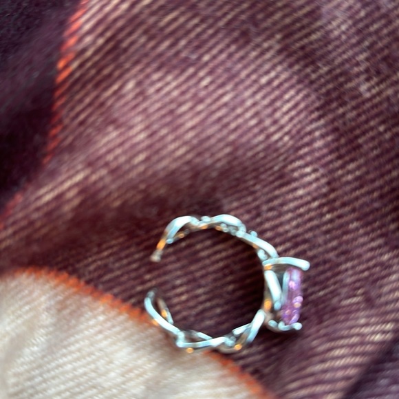 Fashion Pink faux diamond cubic zirconia stone silver ring Sz 8 - Picture 6 of 7